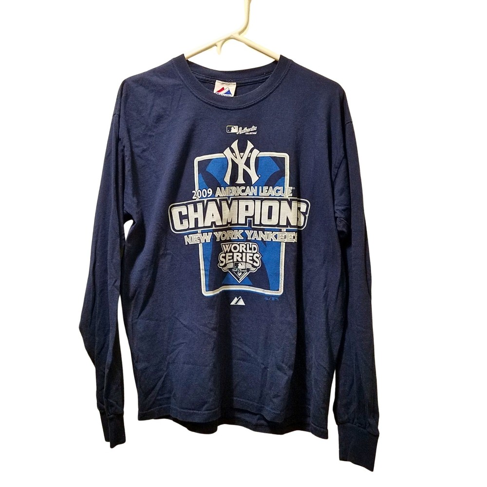 Majestic New York Yankees 2009 AL Champions World Series Long Sleeve Tee Size L